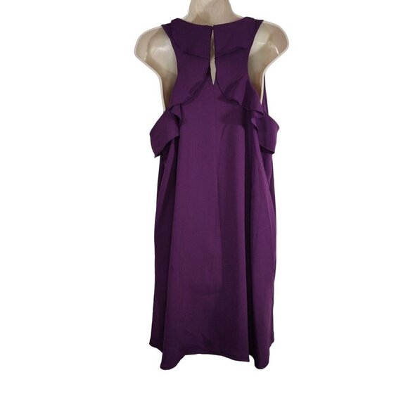 Ann Taylor LOFT Sleeveless Purple Swing Shift Dress Women Petite Size LP Keyhole - Picture 3 of 7